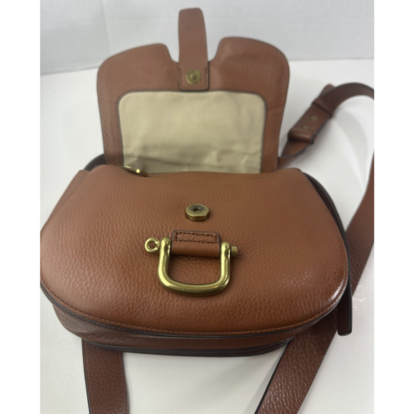 J. Crew Rider Brown Pebbled Leather Crossbody Bag Saddle Western Style Purse - Picture 10 of 16